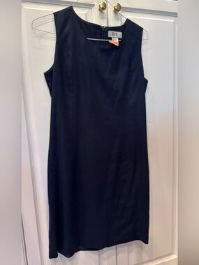 Bice Sleeveless Black Linen Blend Shift Dress